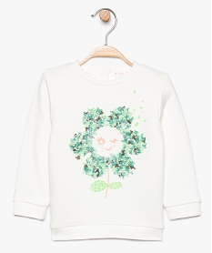 sweat bebe fille avec motif fleur sur lavant blanc8663001_1