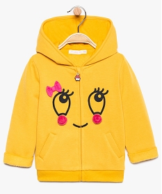 sweat bebe fille en molleton avec motif imprime jaune8663301_1