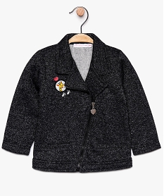 GEMO Veste bébé fille pailletée avec fermeture zippée asymétrique marron chine