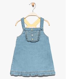 robe bebe fille en denim a fronces et volants bleu8664401_1