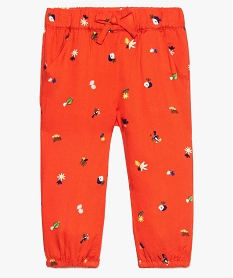 GEMO Pantalon ample pour bébé fille avec motifs colorés et bas resserré Rouge