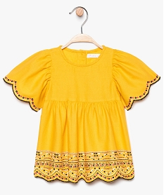 GEMO Blouse bébé fille à fronces et motifs Jaune