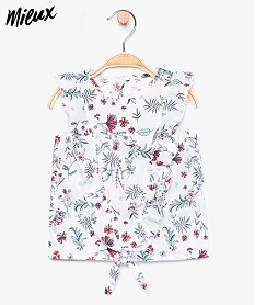 GEMO Chemisier bébé fille fleuri avec volants en coton bio Blanc