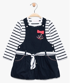 GEMO Ensemble 2 pièces bébé fille : robe et tee-shirt manches longues Bleu