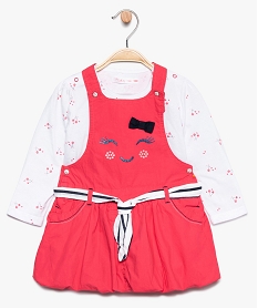 GEMO Ensemble 2 pièces bébé fille : robe et tee-shirt manches longues Rose