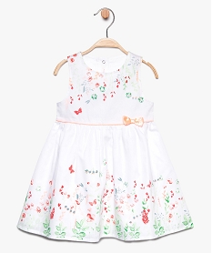 GEMO Robe sans manches pour bébé fille avec motifs fleuris Blanc