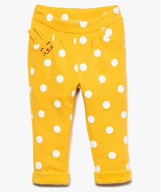 pantalon bebe fille en molleton coupe carotte motif pois jaune leggings8668601_1