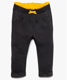 GEMO Pantalon bébé fille molletonné taille bicolore et paillettes Gris