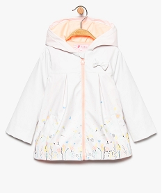 GEMO Manteau bébé fille déperlant à motif fleurs et coupe trapèze Blanc