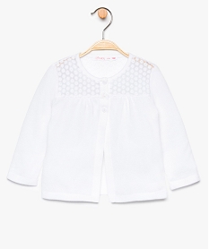 GEMO Gilet bébé fille extra-doux à empiècement dentelle Blanc