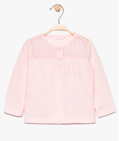 GEMO Gilet bébé fille extra-doux à empiècement dentelle Rose