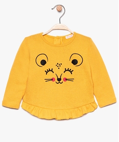 GEMO Pull ultra doux pour bébé fille avec motif lionceau Jaune