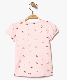 tee-shirt bebe fille a manches ballon et motifs en coton bio rose tee-shirts manches courtes8671201_2