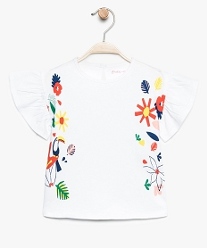 tee-shirt bebe fille avec motif fleuris et manches a volants multicolore8672301_1