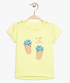 tee-shirt bebe fille imprime a manches ballons jaune8672801_1