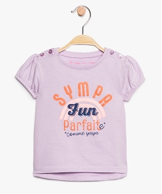 tee-shirt bebe fille imprime a manches ballons violet8672901_1