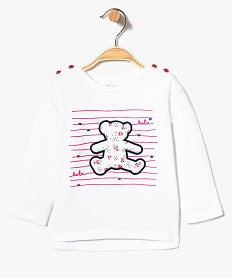 GEMO Tee-shirt bébé fille avec patch en relief - Lulu Castagnette Blanc