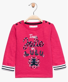 GEMO Tee-shirt bébé fille avec motif pailleté - Lulu Castagnette rose vif
