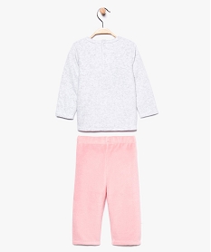 pyjama sans pieds 2 pieces bebe fille en velours avec motif chouette sur lavant gris8676001_2