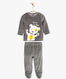 GEMO Pyjama bébé 2 pièces en velours avec motif chien Gris