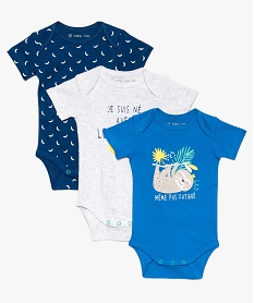 body bebe garcon a manches courtes encolure americaine (lot de 3) multicolore8682001_1