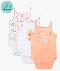 GEMO Body bébé fille imprimés à bretelles et dentelle (lot de 3) Multicolore