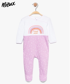 pyjama bebe fille en coton bio avec motif arc-en-ciel paillete multicolore8683801_1