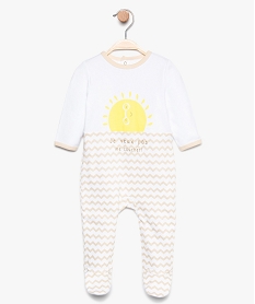 GEMO Pyjama bébé bicolore avec motif soleil sur lavant Blanc