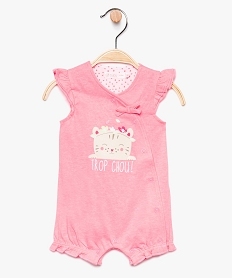 GEMO Combishort bébé fille à volants et motif chat Multicolore