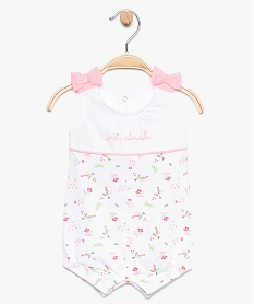 GEMO Combishort bébé fille sans manches à motif floral et nœuds Multicolore