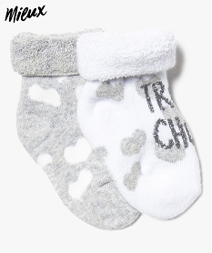 chaussettes bebe fille maille bouclette motif cours en coton bio (lot de 2) gris8686001_1