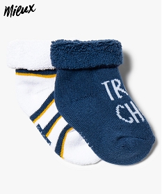 chaussettes bebe garcon maille bouclette imprimees en coton bio (lot de 2) bleu chaussettes8686401_1