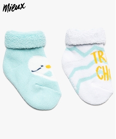 GEMO Chaussettes bébé garçon en bouclette 100% coton bio (lot de 2) Bleu