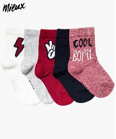 chaussettes bebe garcon en coton bio imprimees (lot de 5) rouge8686601_1