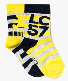 chaussettes bebe garcon bio rayees (lot de 2) - lulu castagnette jaune8687101_1