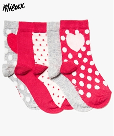 GEMO Chaussettes bébé fille à motifs 100% coton bio (lot de 5) Rose