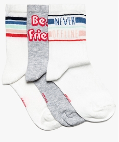 chaussettes filles avec tige imprimee (lot de 3) blanc8688001_1