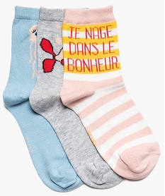 chaussettes fille motif animaux sous-marins (lot de 3) bleu chaussettes8688101_1