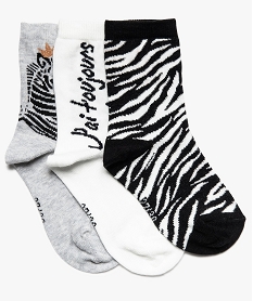 chaussettes fille motif zebre (lot de 3) noir8688201_1