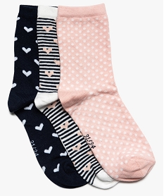 GEMO Chaussettes fille assorties à motifs girly (lot de 3) Bleu