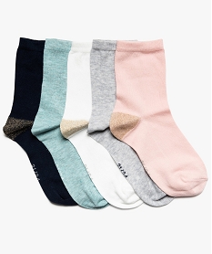 chaussettes fille tige haute avec touches pailletees (lot de 5) rose8688801_1