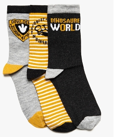 chaussettes hautes garcon avec inscriptions dinosaures (lot de 3) jaune8689501_1