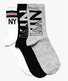 chaussettes hautes garcon avec inscription new-york (lot de 3) blanc8689601_1