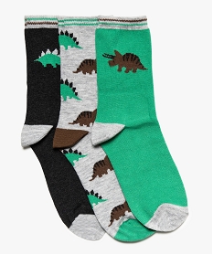 chaussettes hautes garcon avec motifs dinosaures (lot de 3) vert chaussettes8689801_1