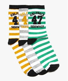 GEMO Chaussettes hautes garçon thème football américain (lot de 3) Vert