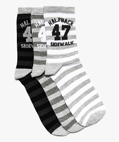 GEMO Chaussettes hautes garçon thème football américain (lot de 3) Gris