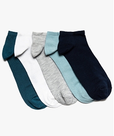 GEMO Chaussettes garçon ultra-courtes unies (lot de 5 paires) Bleu