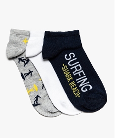 GEMO Chaussettes garçon ultra courtes à motifs surf (lot de 3) Gris