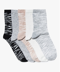 GEMO Chaussettes femme à motifs tigrés (lot de 5) Gris