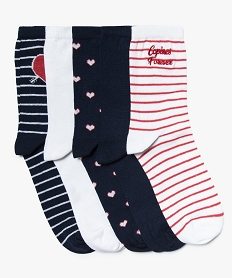 chaussettes femme tige haute avec motifs (lot de 5) rouge8692601_1